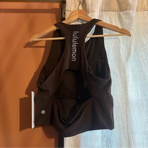 Lululemon Elastic Everlux‎ Shelf Tank Top Logo Espresso Brown / Bone NWT Size 12